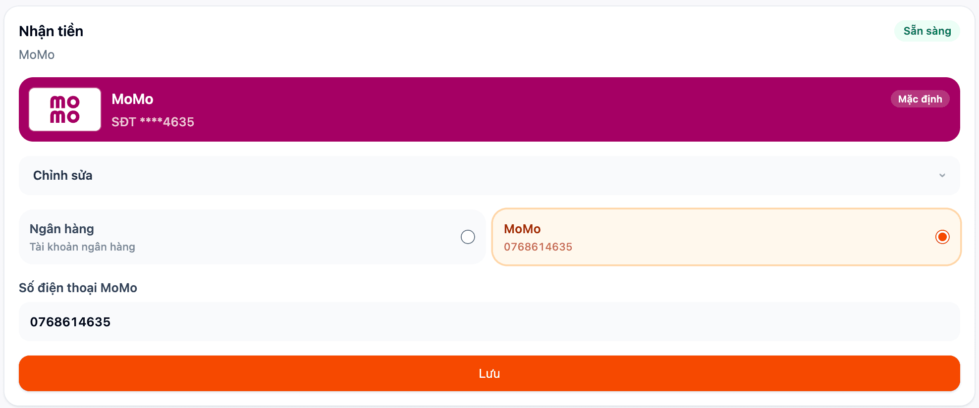 Phương thức nhận tiền