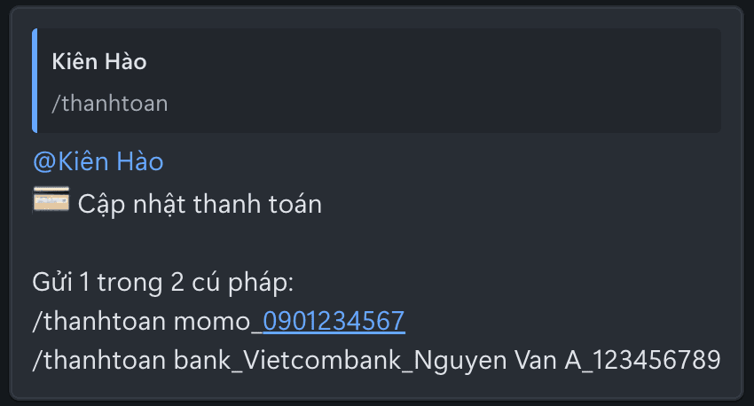Cập nhật thanh toán trong Zalo
